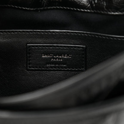 Saint Laurent Crinkled Calfskin Matelasse Monogram Baby Niki Chain Satchel Black 6 of 10