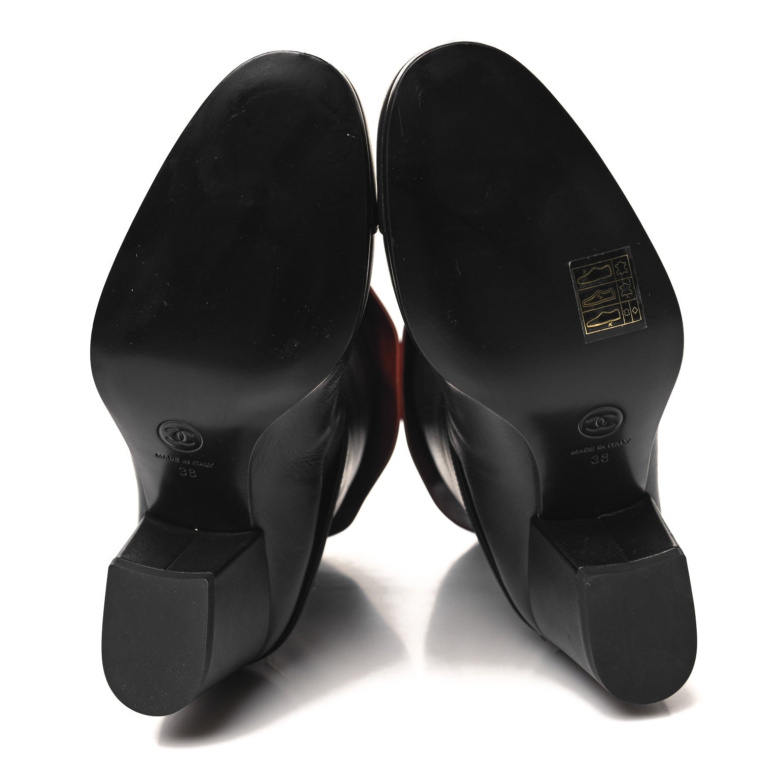 Chanel Calfskin CC Fold Over Boots 38 Black Brown 5 of 8