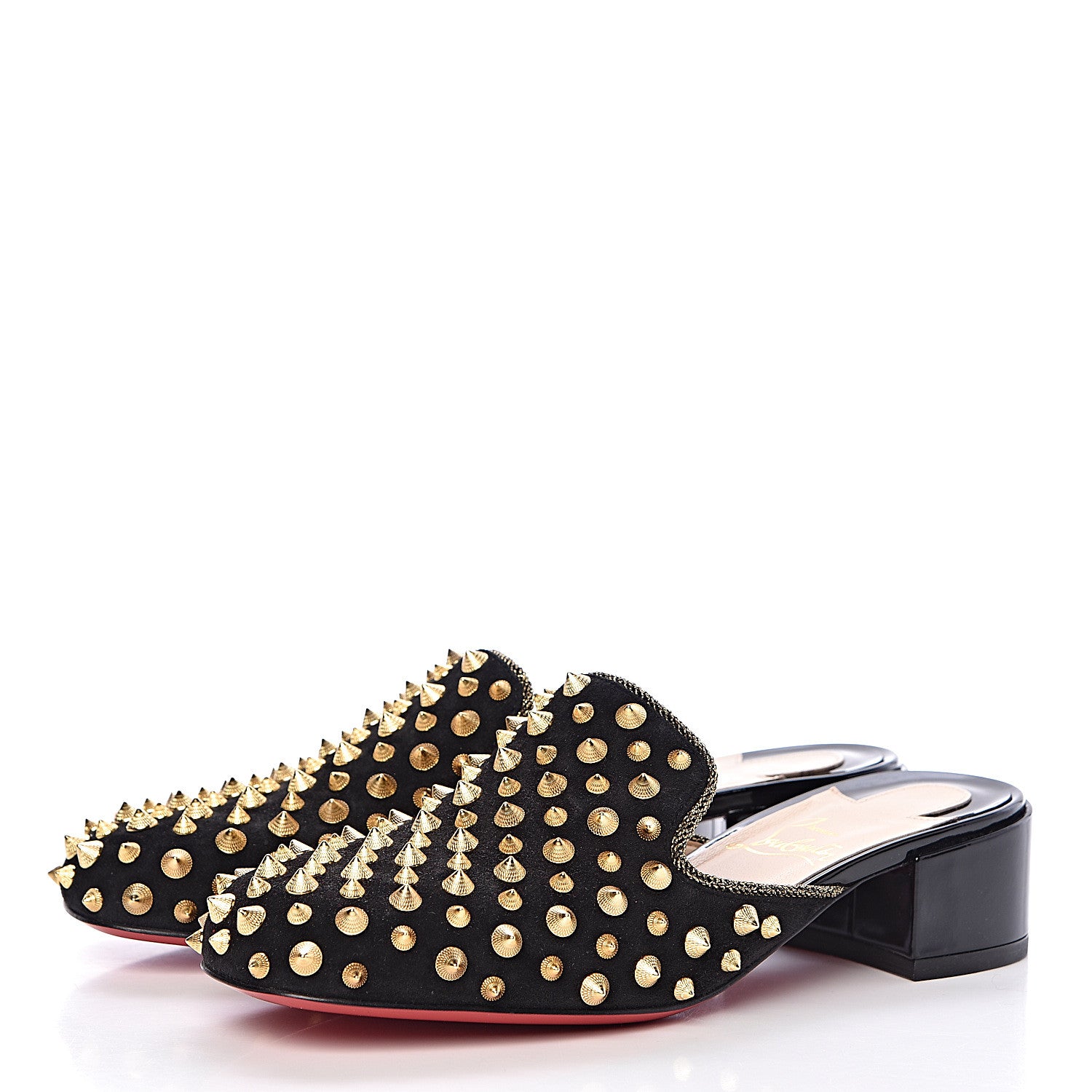 Christian Louboutin Suede Spikes Mulaconka 35 Mules 36 Black 3 of 9