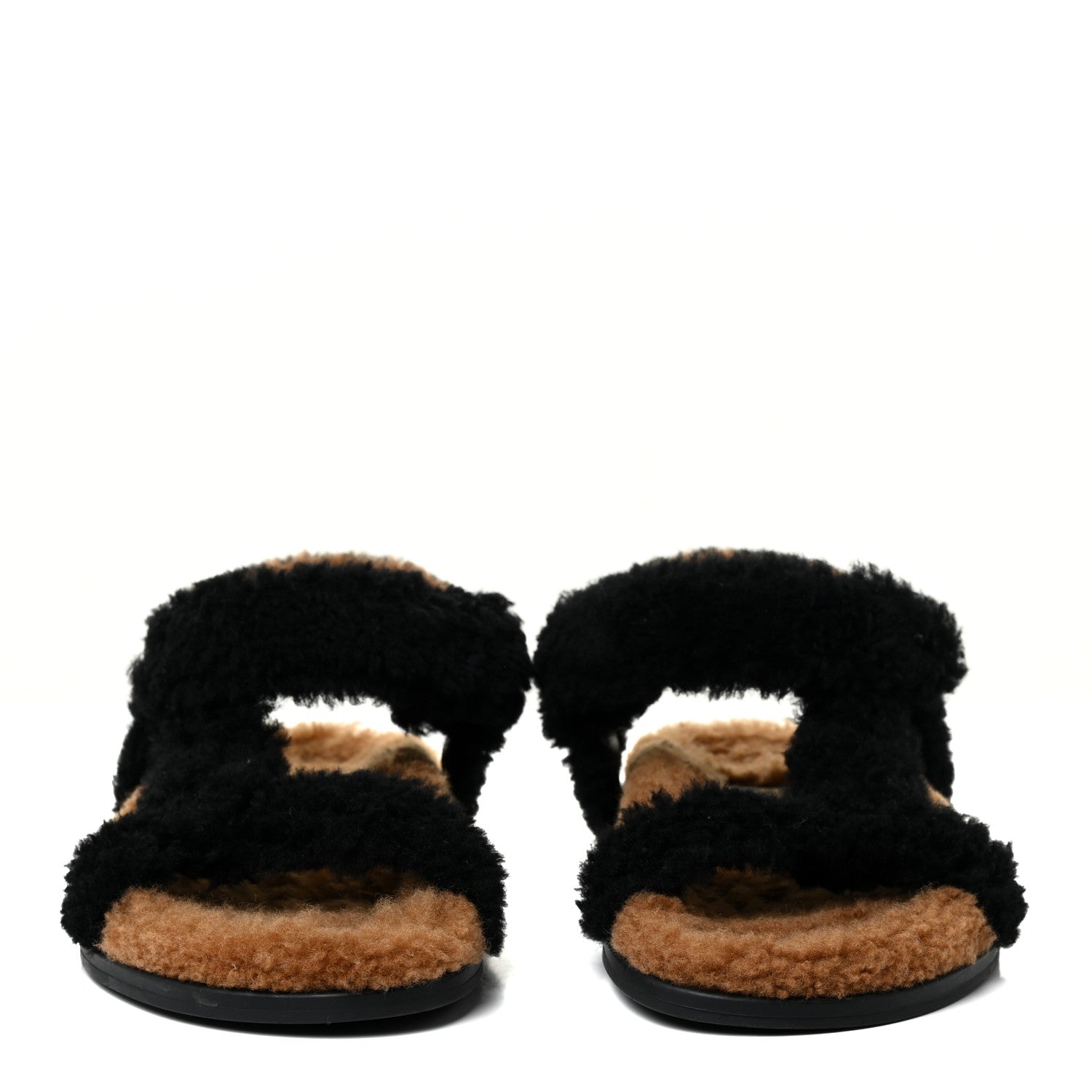 Fendi Shearling FF Fendi Feel Sandals 35 Tobacco Black 2 of 13