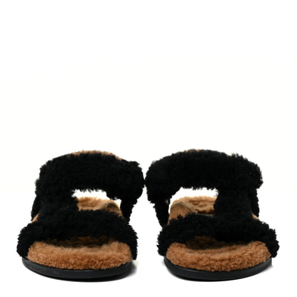 Fendi Shearling FF Fendi Feel Sandals 35 Tobacco Black 2 of 13