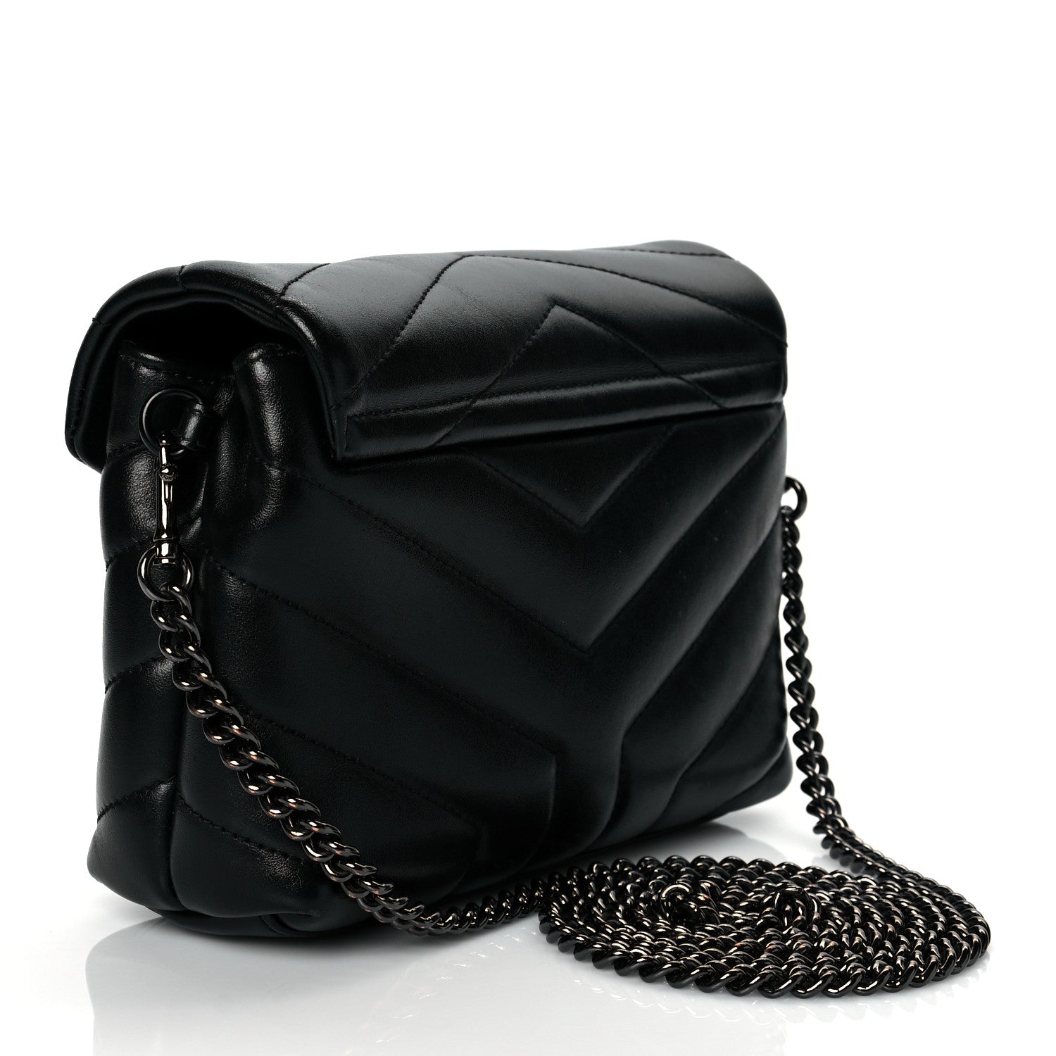 Saint Laurent Calfskin Y Quilted Monogram Toy Loulou Crossbody Bag Black 3 of 12