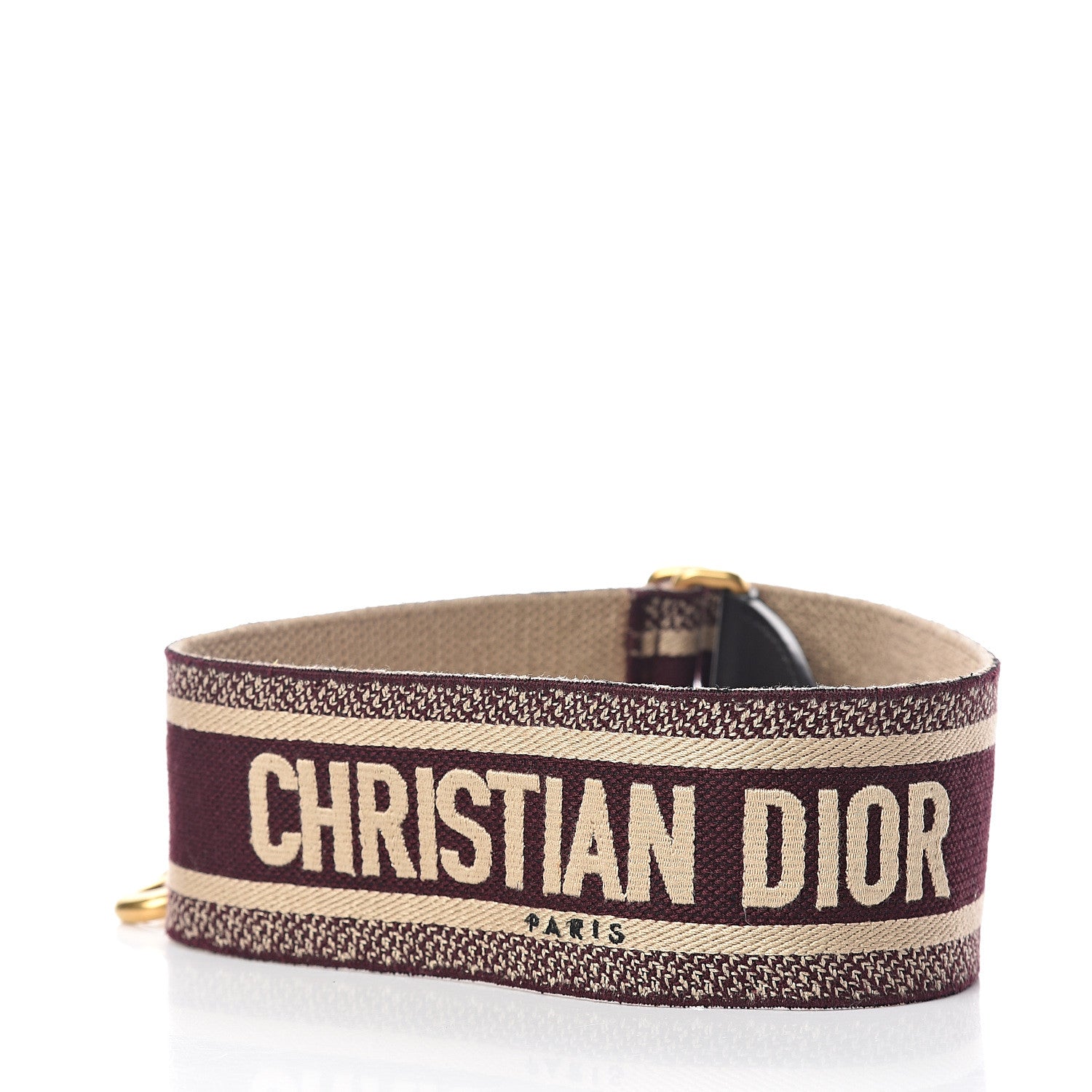 Christian Dior Canvas Embroidered Shoulder Strap Burgundy 2 of 3