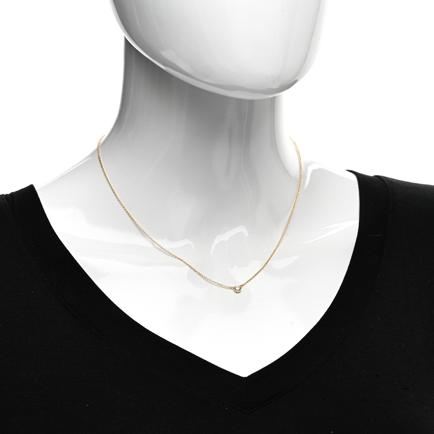 Tiffany 18K Yellow Gold Diamond .17ct Elsa Peretti Diamonds by the Yard Pendant Necklace 2 of 4