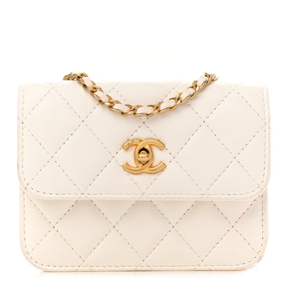 Chanel Lambskin Quilted Pearl Crush Clutch With Chain White 1 of 13
