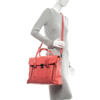 3.1 Phillip Lim 3.1 Textured Calfskin Large Pashli Satchel Coral 2 of 11