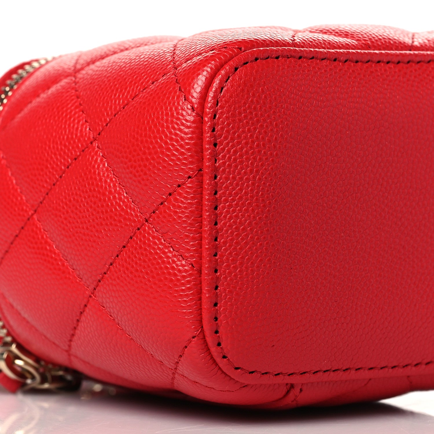 Chanel Caviar Quilted Mini Vanity Case With Chain Red 9 of 11