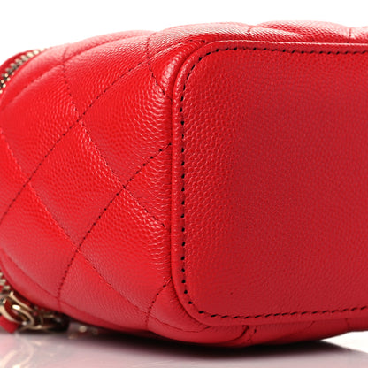 Chanel Caviar Quilted Mini Vanity Case With Chain Red 9 of 11