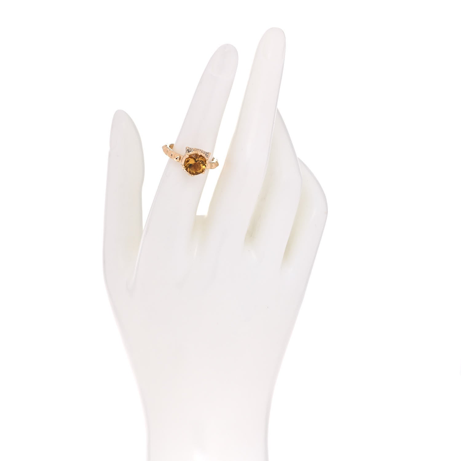 Gucci 18K Yellow Gold Citrine Diamond Le Marché Des Merveilles Feline Ring 53 6.5 2 of 7