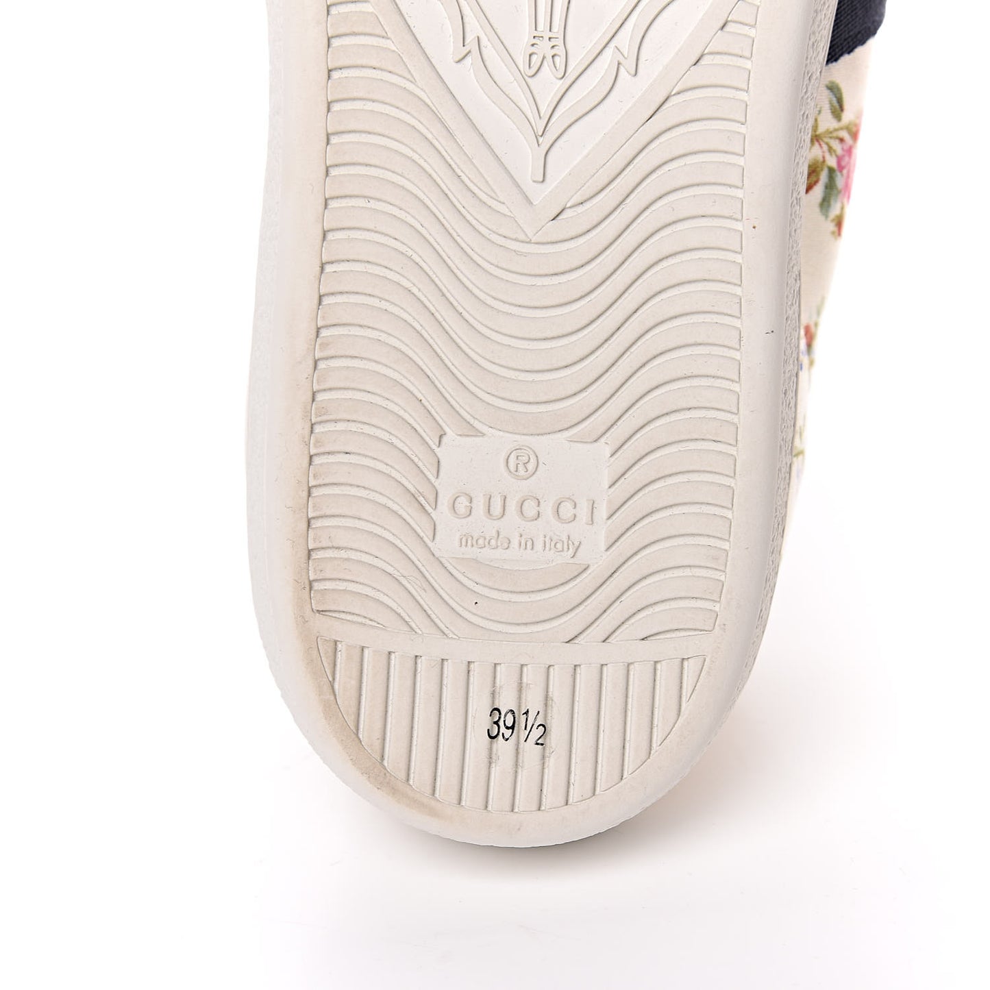 Calfskin Web Rose Print Bee Embroidered Womens Ace Sneakers 39.5 White