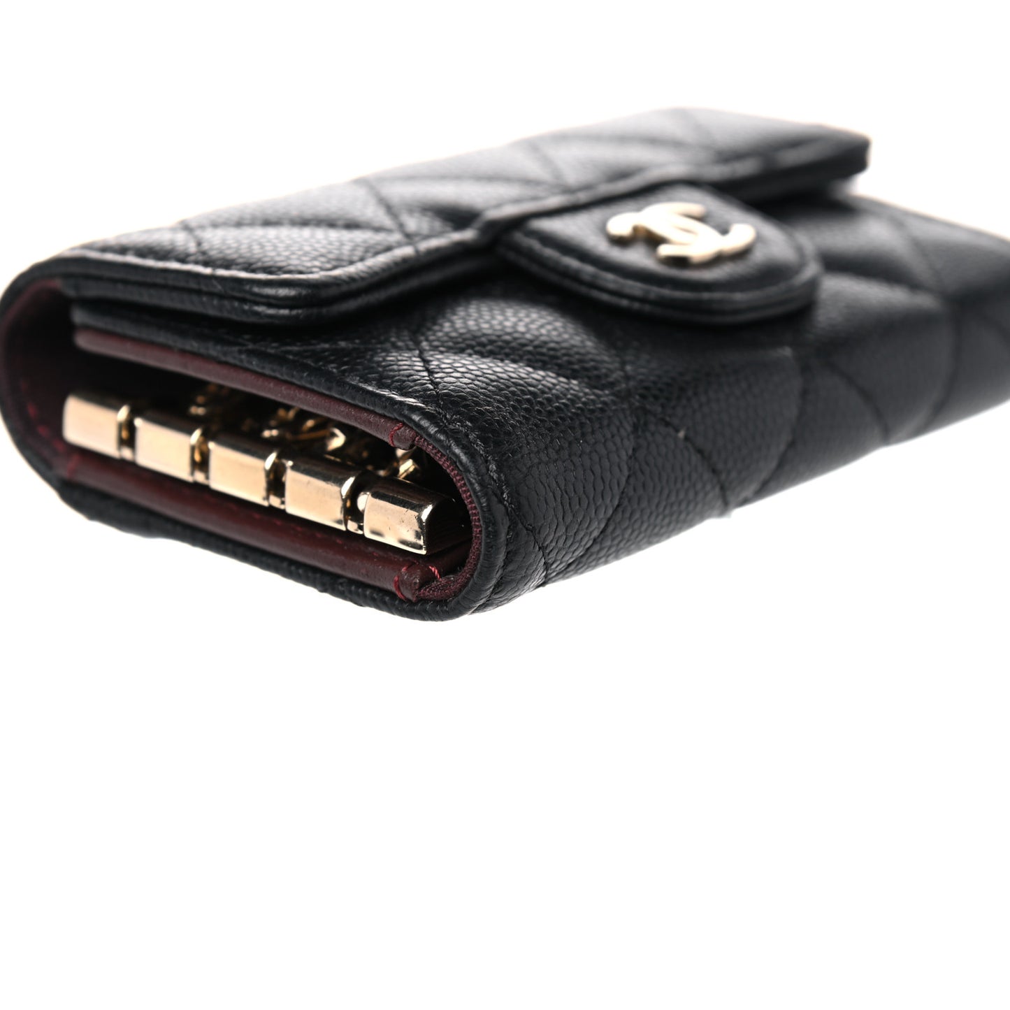 Caviar Quilted Classic 4 Key Holder Wallet Black