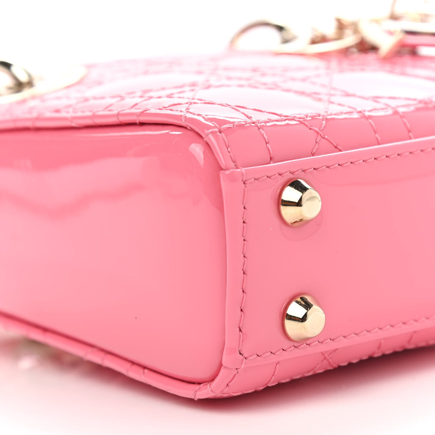 Patent Cannage Micro Lady Dior Peony Pink