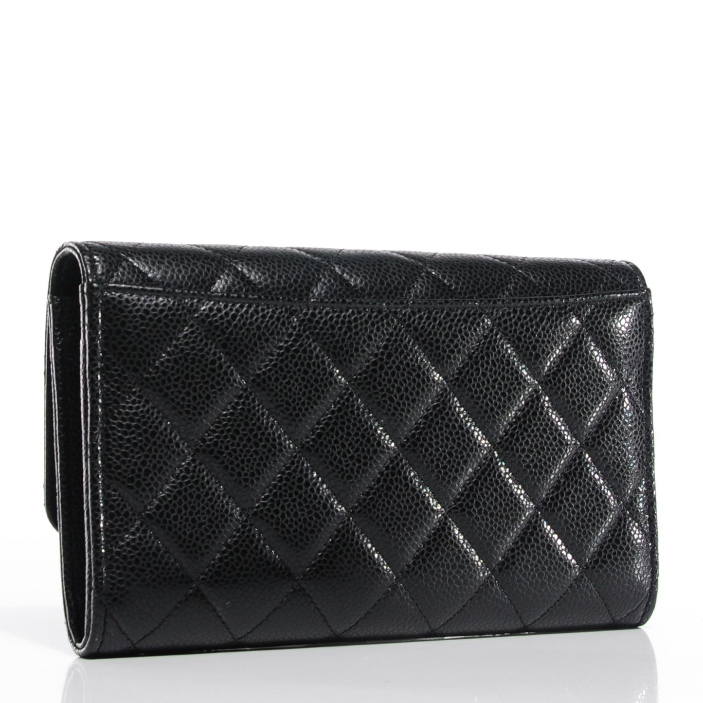 Caviar Quilted Wallet on Removable Chain Black