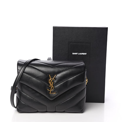 Saint Laurent Calfskin Y Quilted Monogram Toy Loulou Crossbody Bag Black 10 of 10
