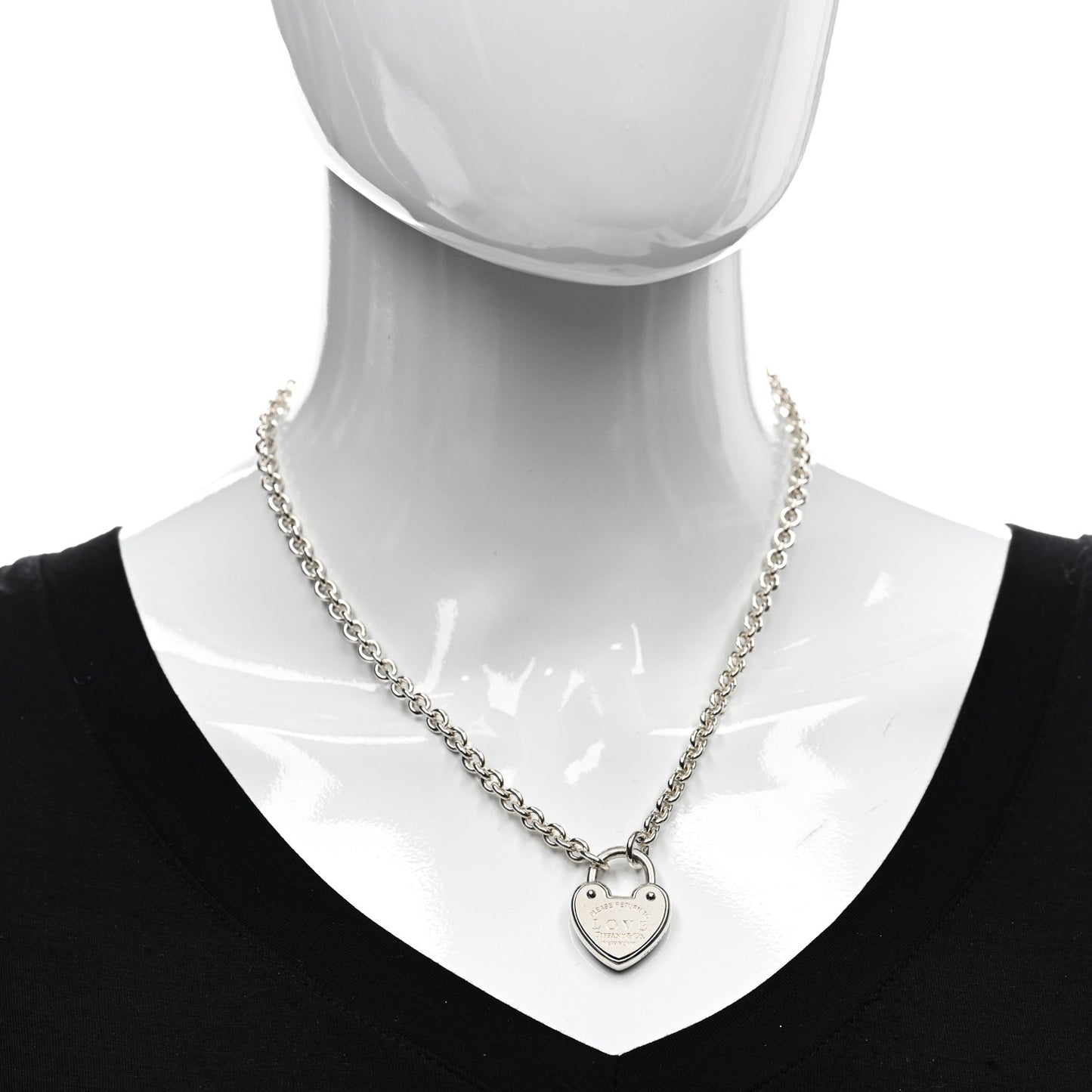 Sterling Silver Return To Tiffany Love Heart Lock Pendant Necklace