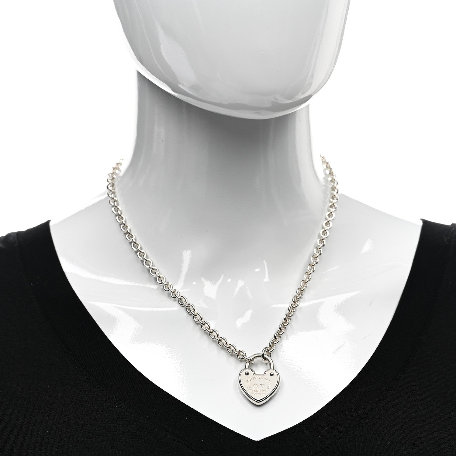 Tiffany Sterling Silver Return To Tiffany Love Heart Lock Pendant Necklace 2 of 4
