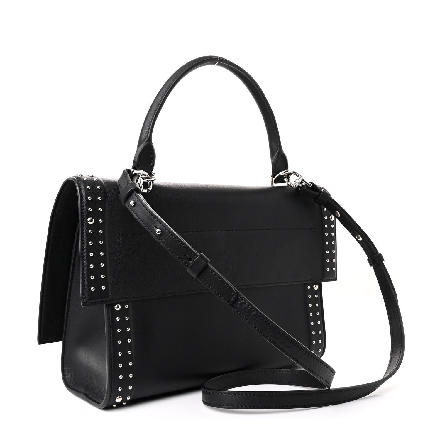 Givenchy Grained Calfskin Studded Small Shark Lock Satchel Black 3 of 9