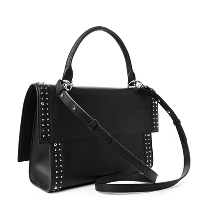 Givenchy Grained Calfskin Studded Small Shark Lock Satchel Black 3 of 9