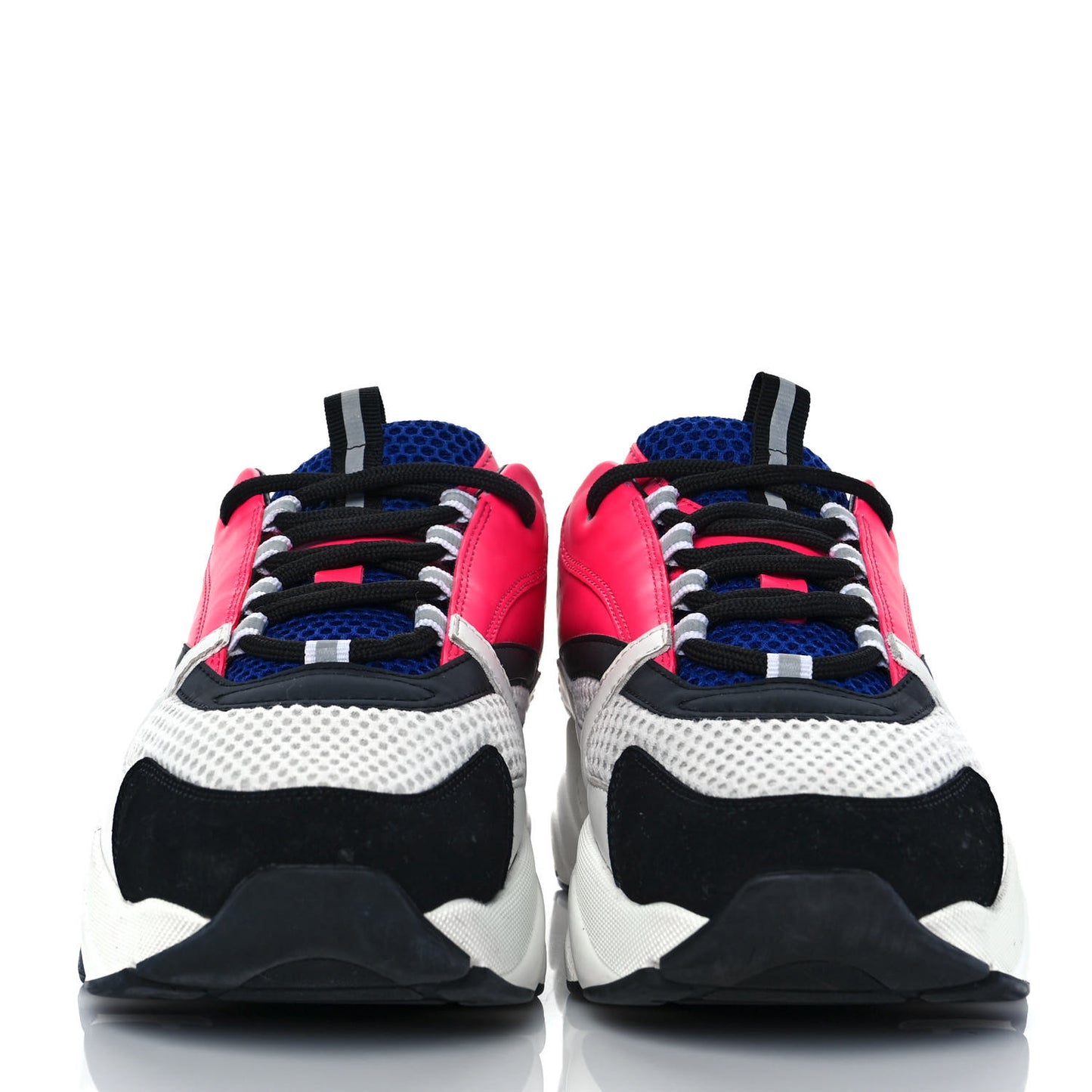 Technical Mesh Calfskin Mens B22 Sneakers 43 White Pink Blue