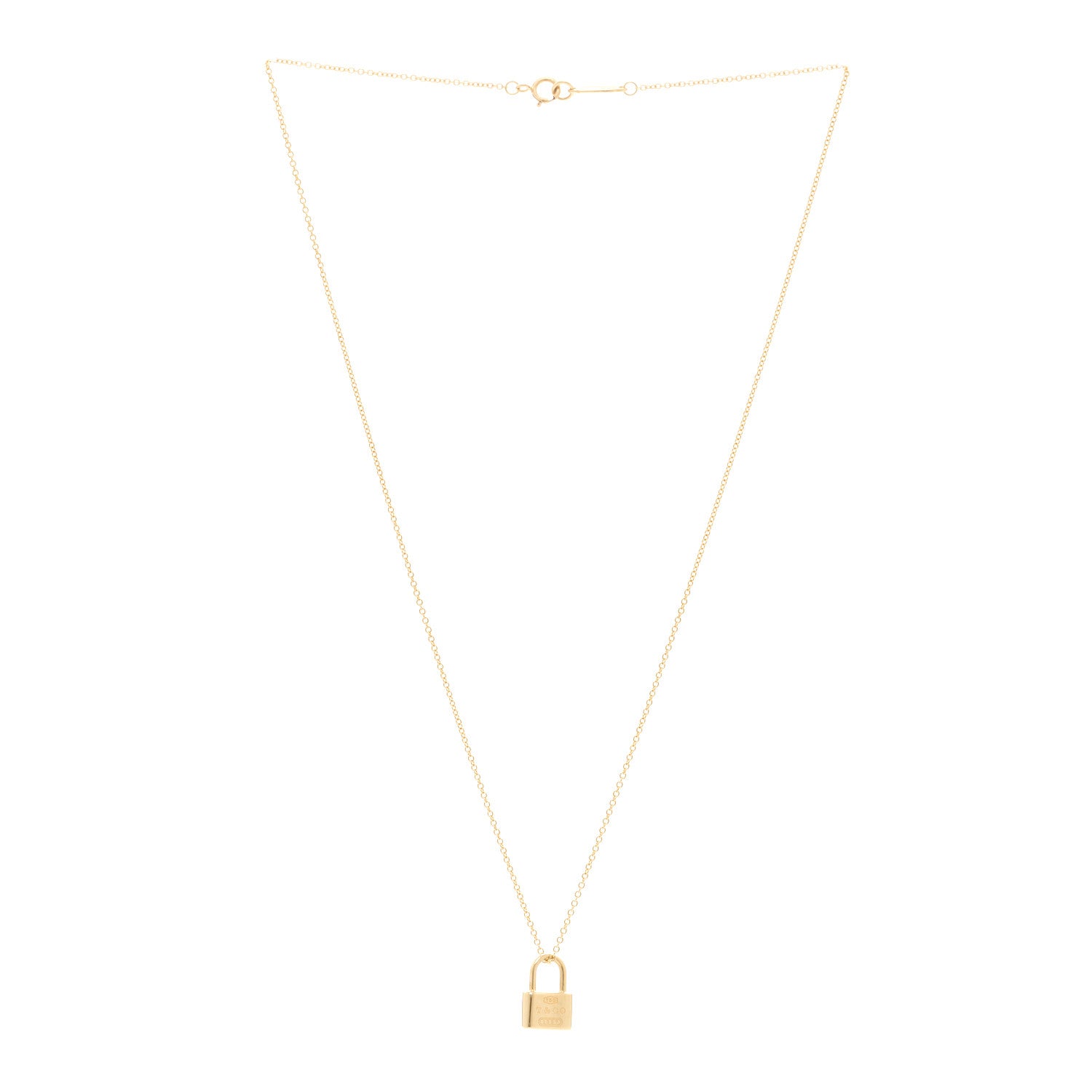 Tiffany 18K Yellow Gold 1837 Padlock Pendant Necklace 3 of 5