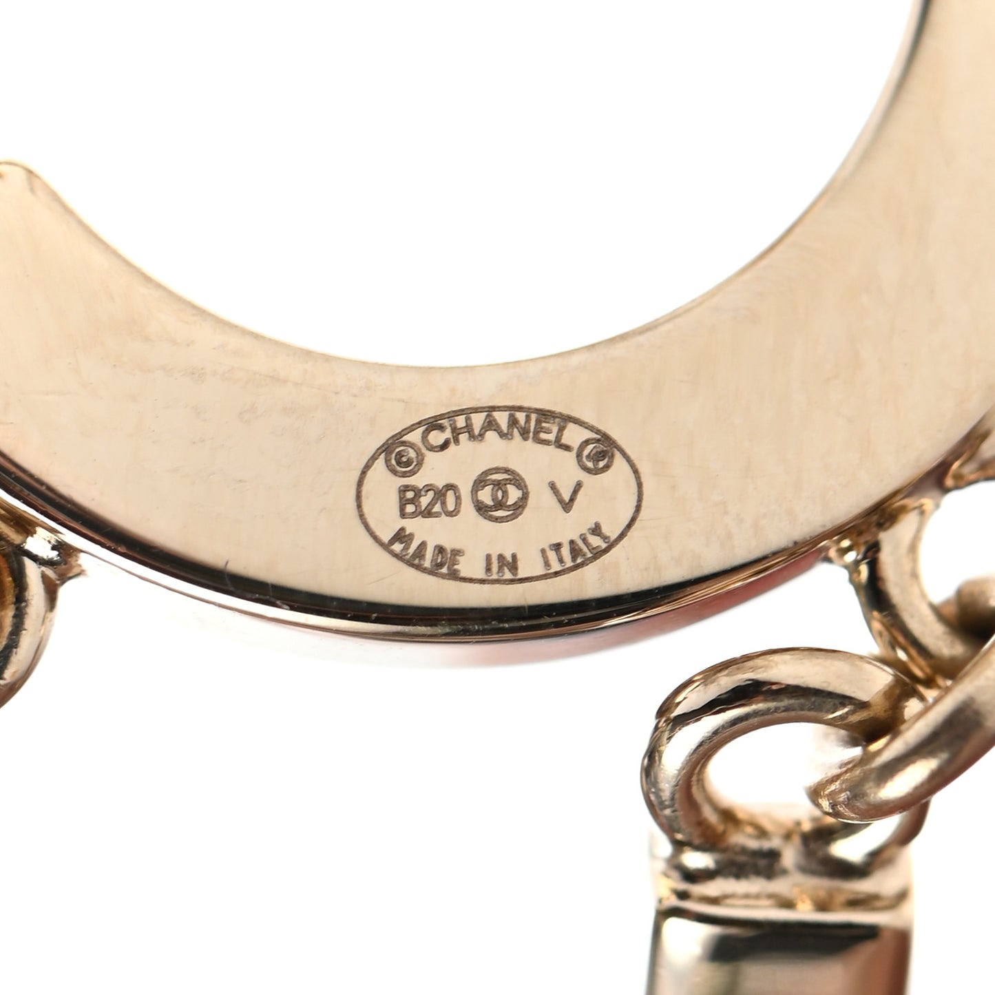 Metal Cha-Nel Logo Drop Earrings Gold