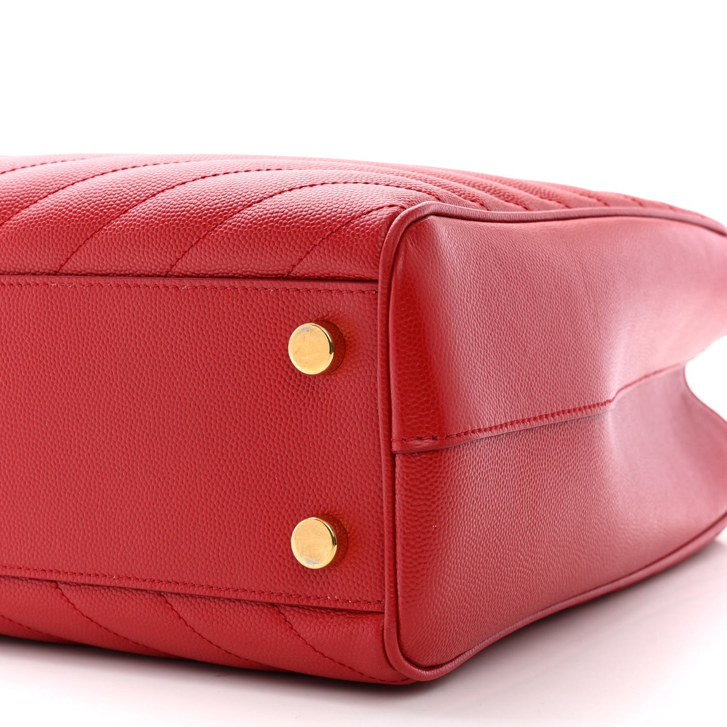 Grain De Poudre Matelasse Chevron Monogram Shopping Bag Red