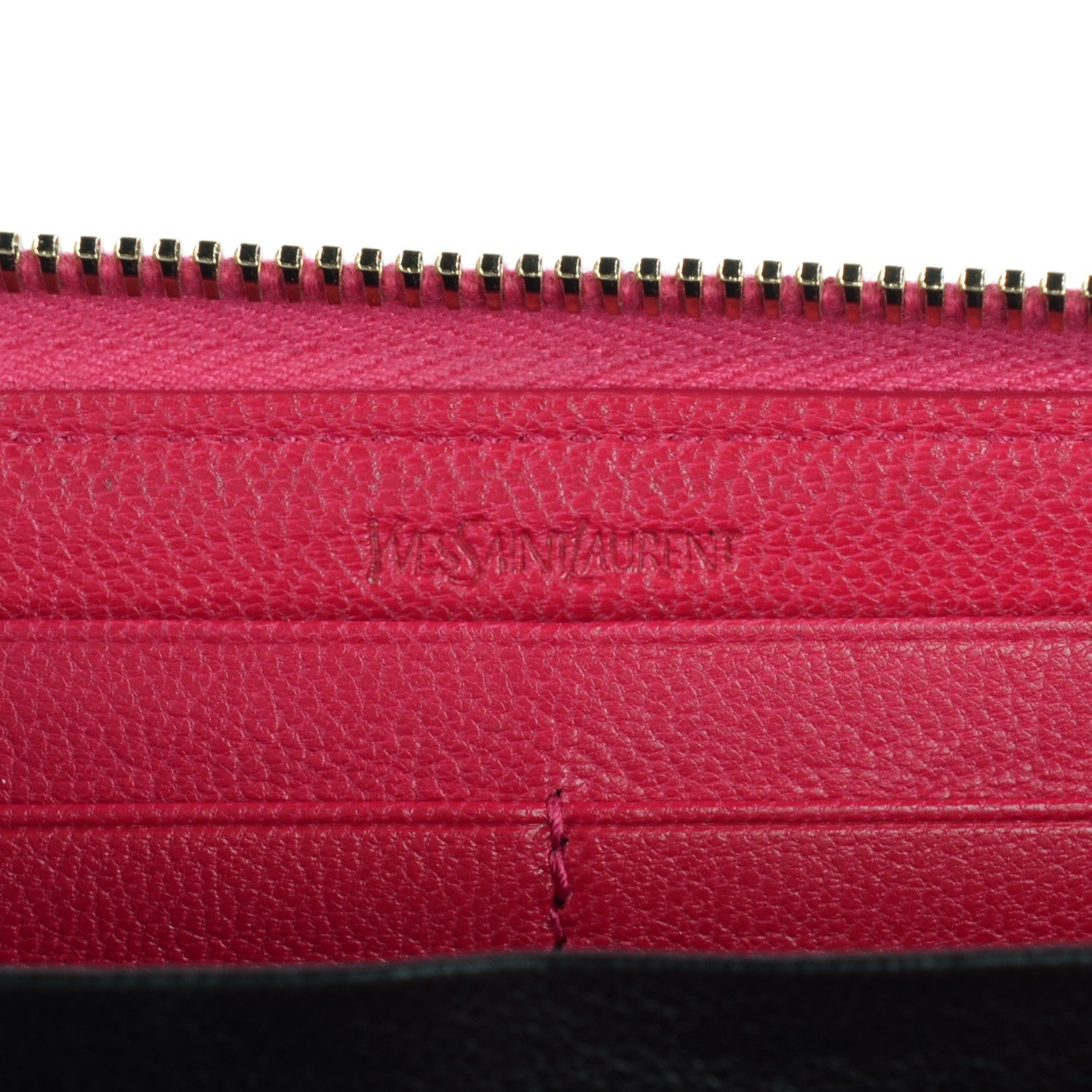 Saint Laurent Chevre Belle De Jour Zip Around Wallet Fuchsia 6 of 7