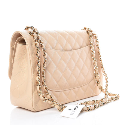 Chanel Caviar Quilted Jumbo Double Flap Light Beige 3 of 10
