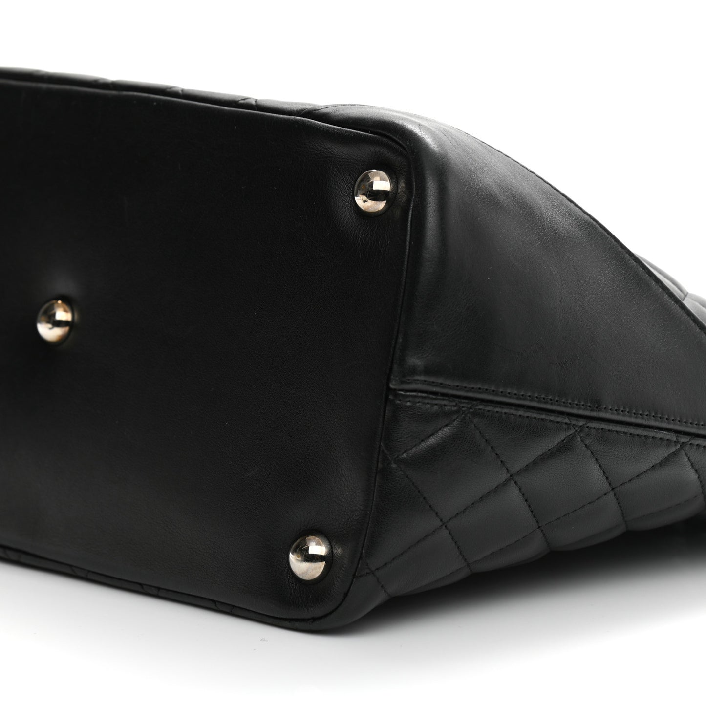 Calfskin Quilted Large Cambon Tote Black White