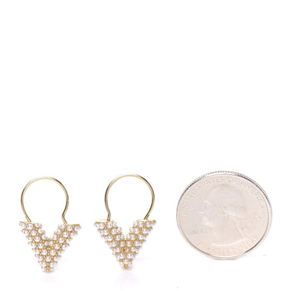 Louis Vuitton Brass Essential V Hoop Earrings Gold 2 of 6