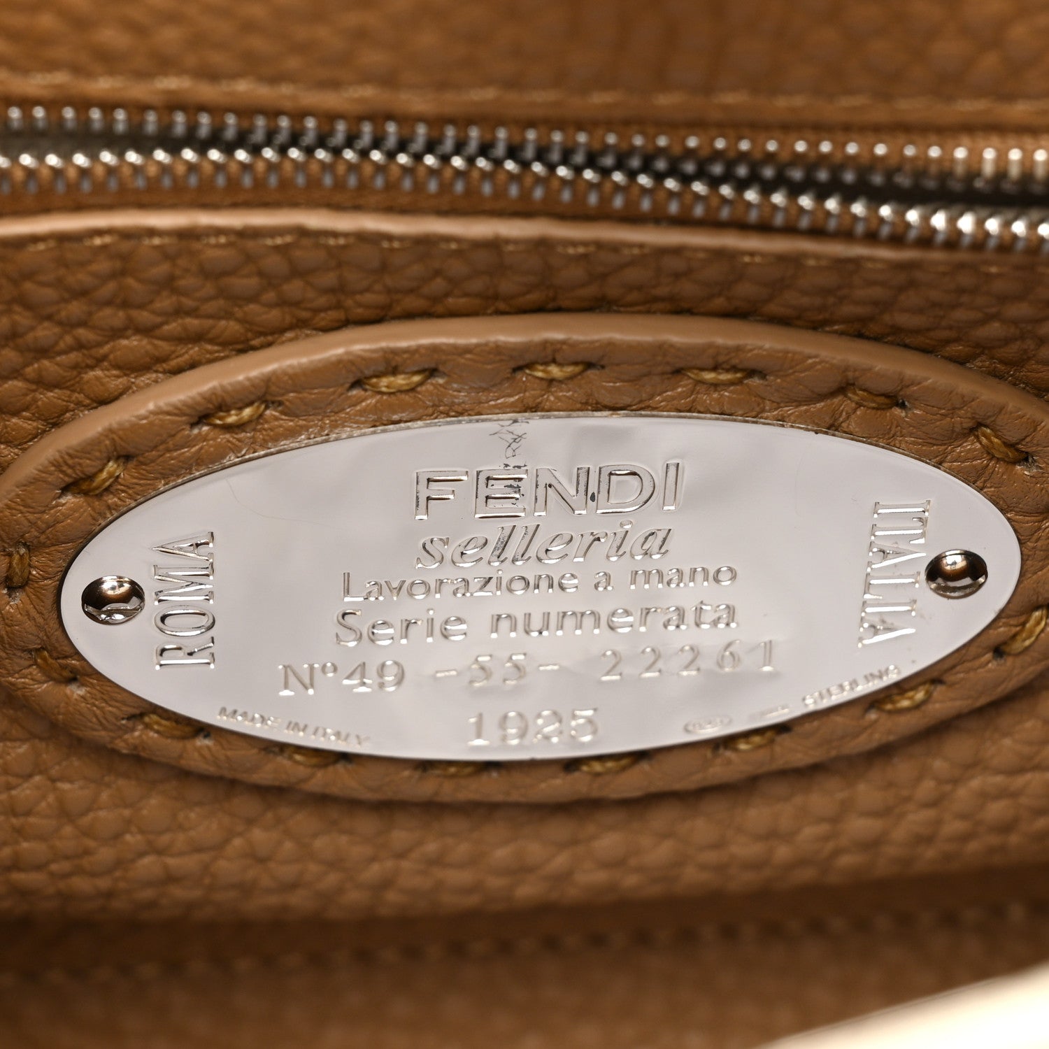 Fendi Cuoio Romano Selleria Mini Peekaboo Iconic Satchel Latte 7 of 13