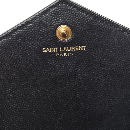 Saint Laurent Grain De Poudre Matelasse Chevron Monogram Chain Wallet Black 8 of 10