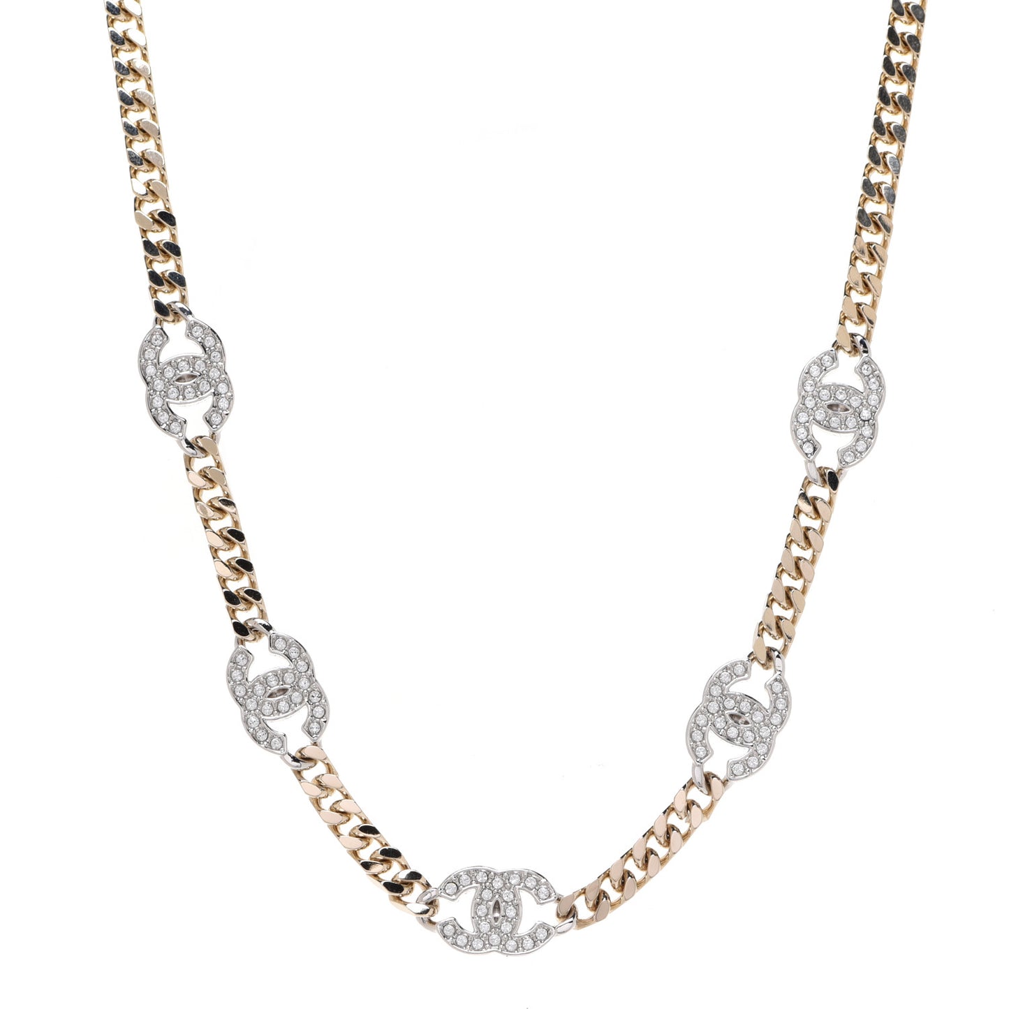 Crystal Chain CC Link Choker Gold Silver