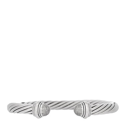 David Yurman Sterling Silver Diamond 7mm Cable Classics Bracelet 1 of 3