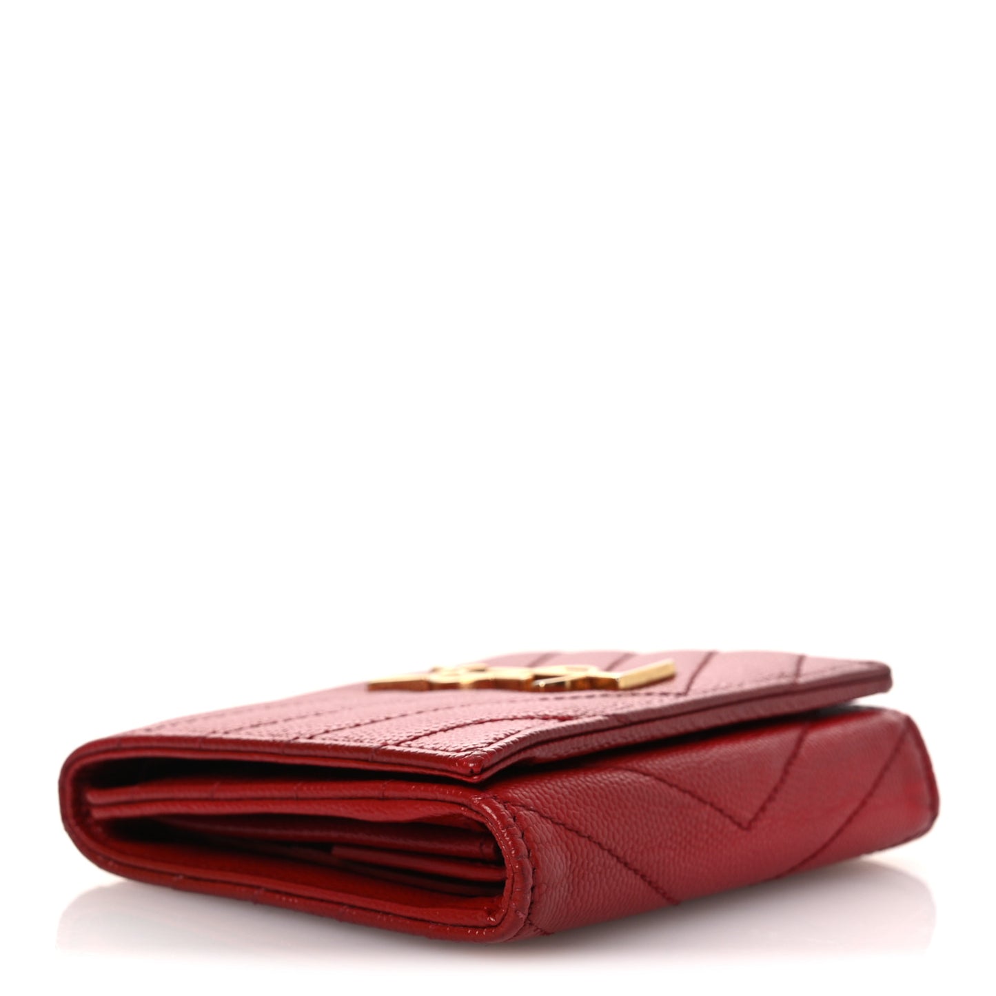 Grain De Poudre Matelasse Chevron Monogram Compact Wallet Red