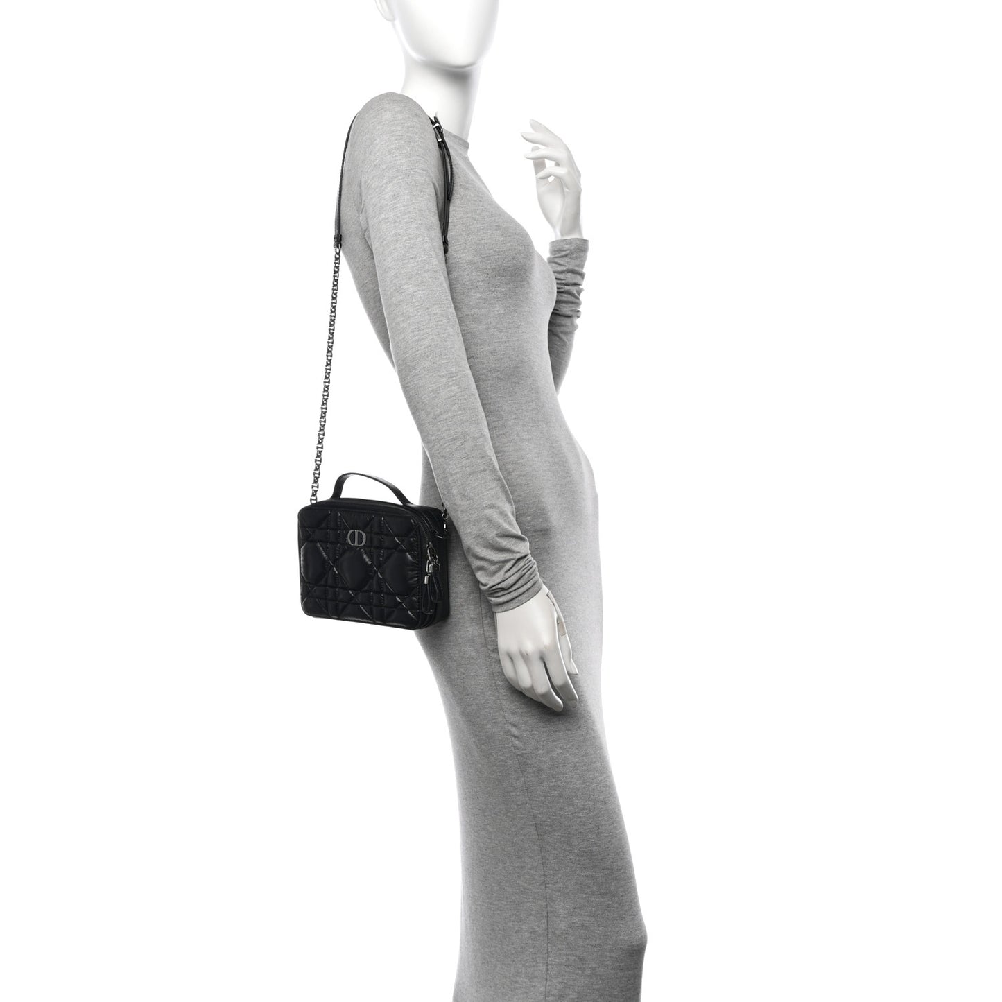 Calfskin Macrocannage Caro Box Bag Black