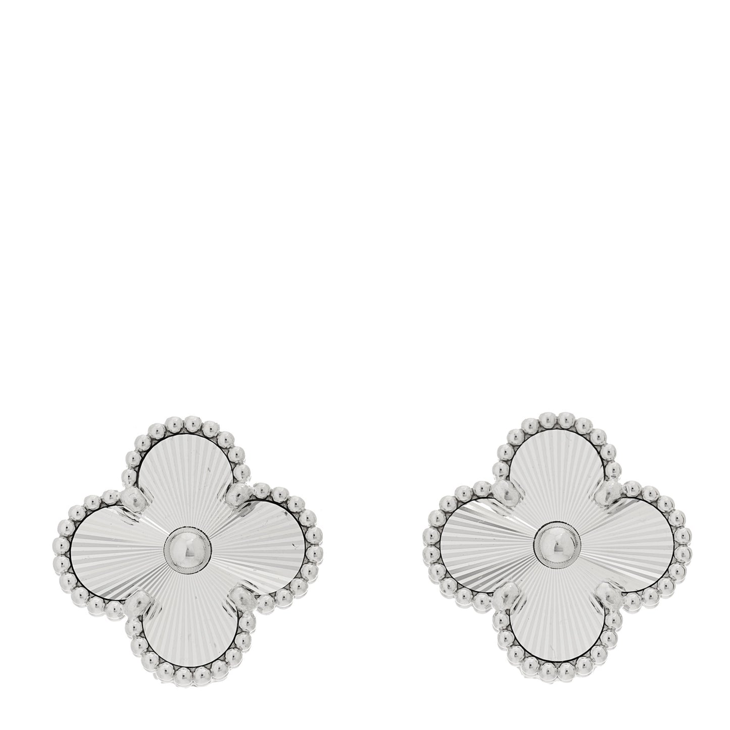 18K White Gold Guilloche Vintage Alhambra Earrings