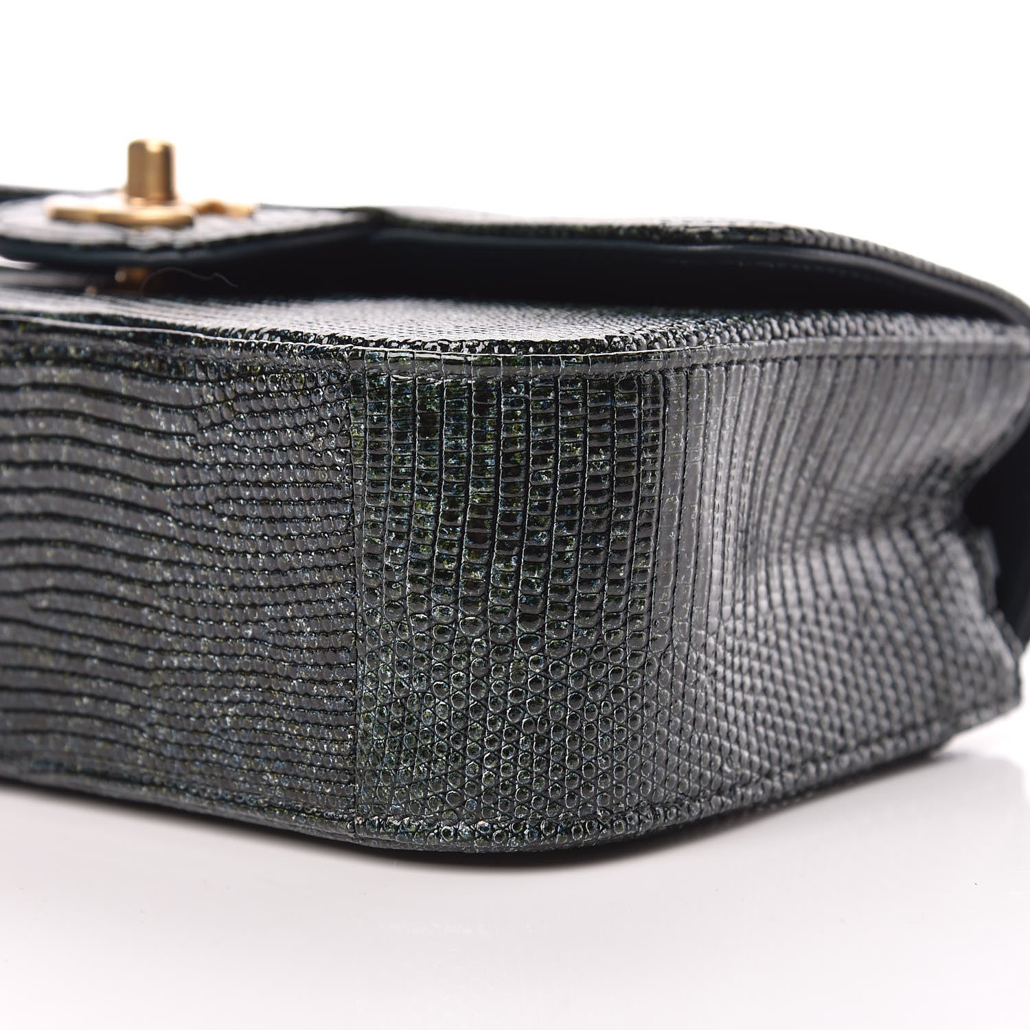 Chanel Lizard Mini Rectangular Flap Dark Green 9 of 9