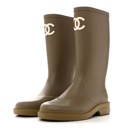 Chanel Caoutchouk CC High Boots 38 Dark Beige 4 of 9