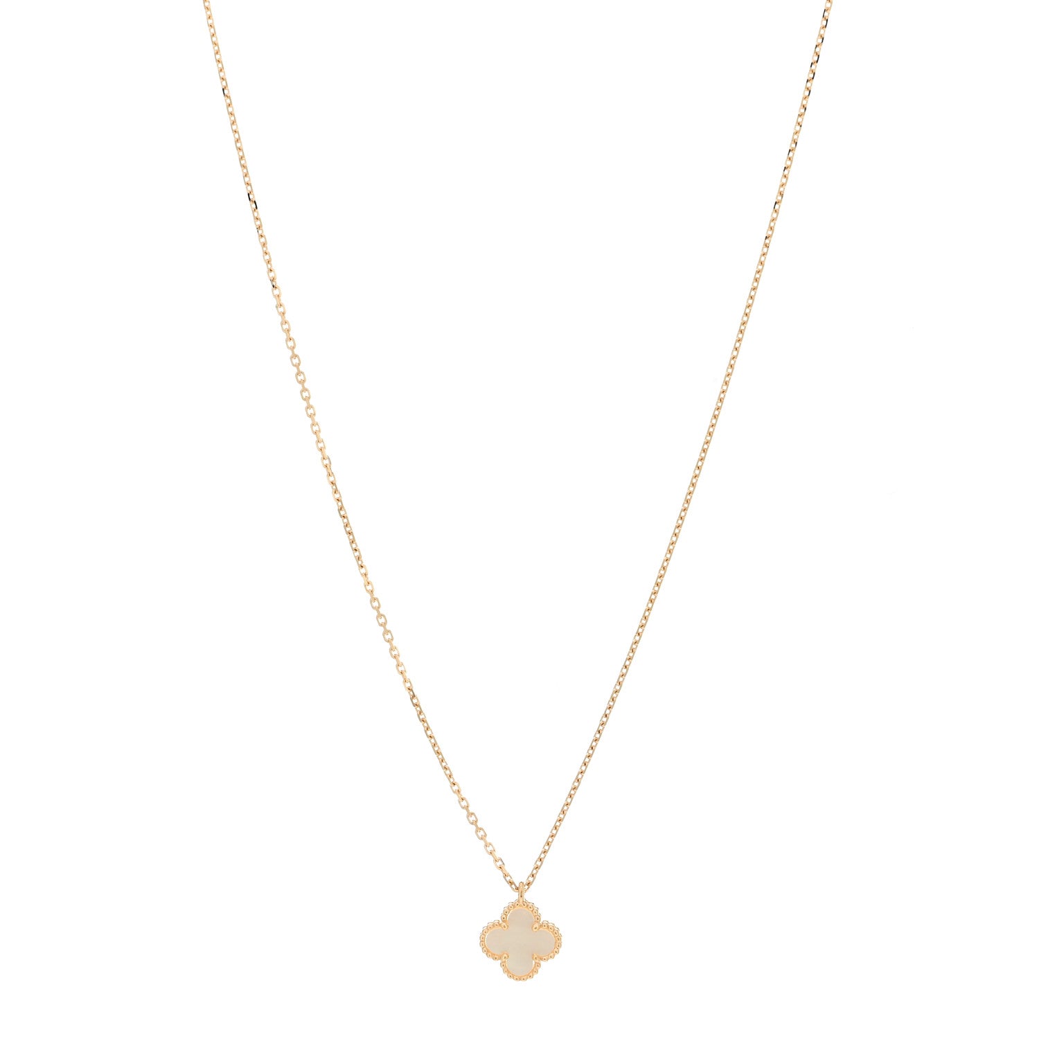 Van Cleef & Arpels 18K Yellow Gold Mother of Pearl Sweet Alhambra Pendant Necklace 1 of 6