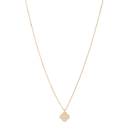Van Cleef & Arpels 18K Yellow Gold Mother of Pearl Sweet Alhambra Pendant Necklace 1 of 6
