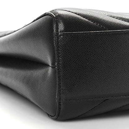 Saint Laurent Grain De Poudre Matelasse Chevron Medium Tribeca Shopping Bag Black 8 of 10