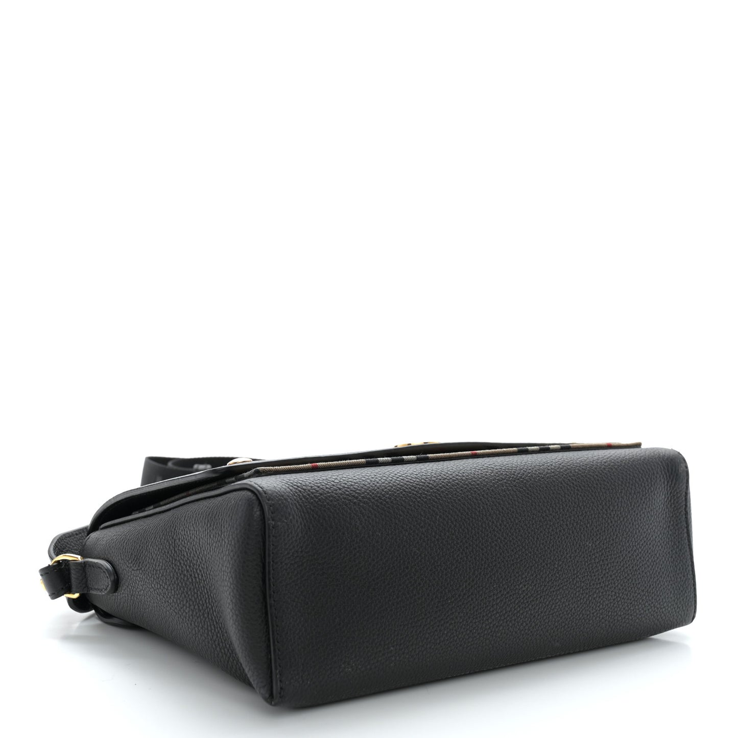 Coated Canvas Calfskin Vintage Check Medium Note Crossbody Bag Black