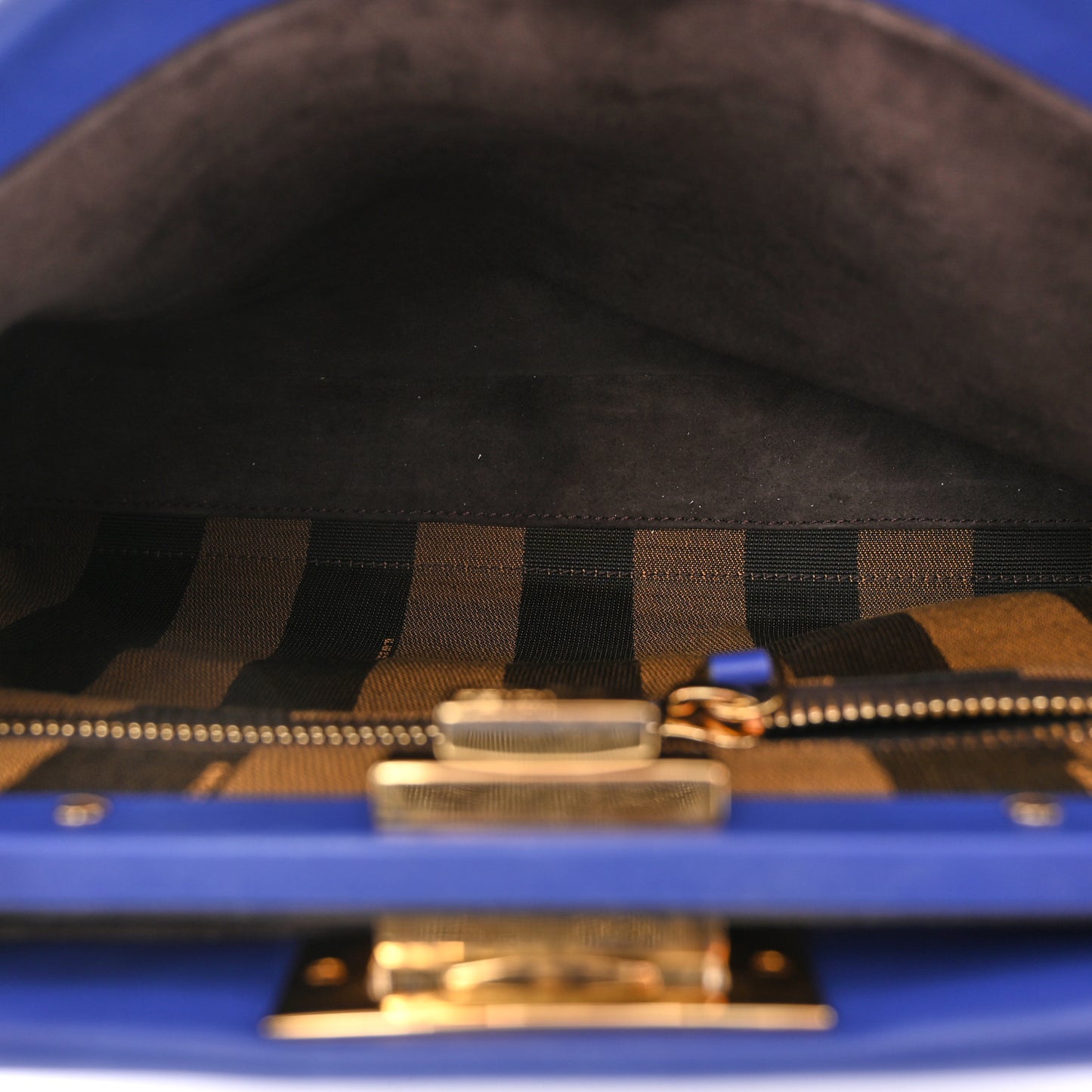 Vitello Morgan Fabric Jacquard Pequin Medium Peekaboo Iconic Satchel Blue Neon Tobacco