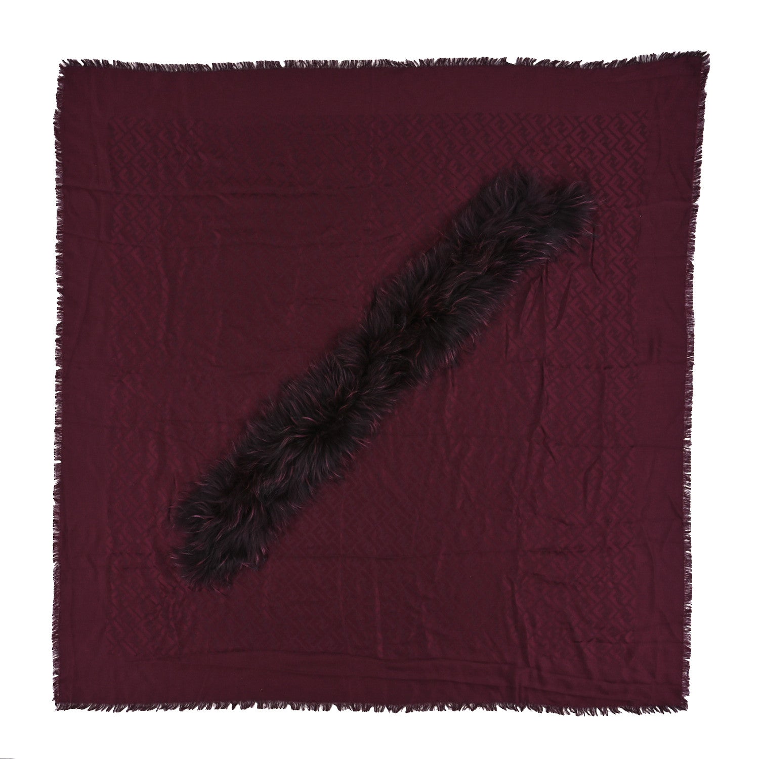 Fendi Silk Wool Raccoon Fur FF Shawl Purple 1 of 3