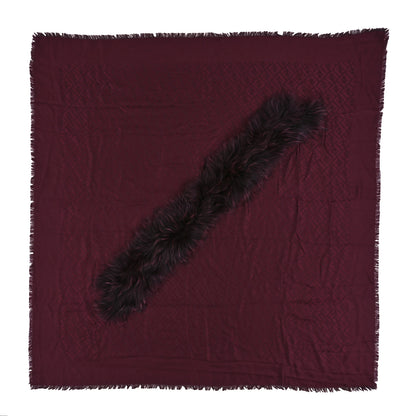 Fendi Silk Wool Raccoon Fur FF Shawl Purple 1 of 3