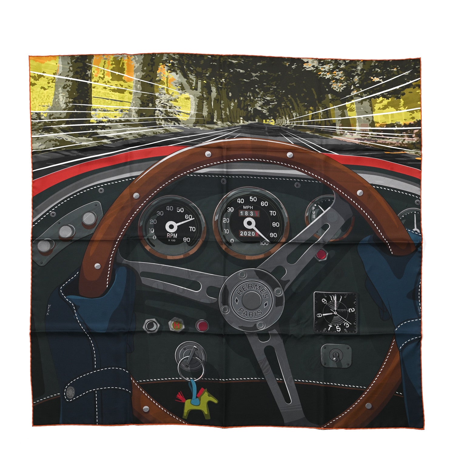 Hermes Silk Double Face Formula One Scarf 90 Vert De Gris Marine 2 of 7