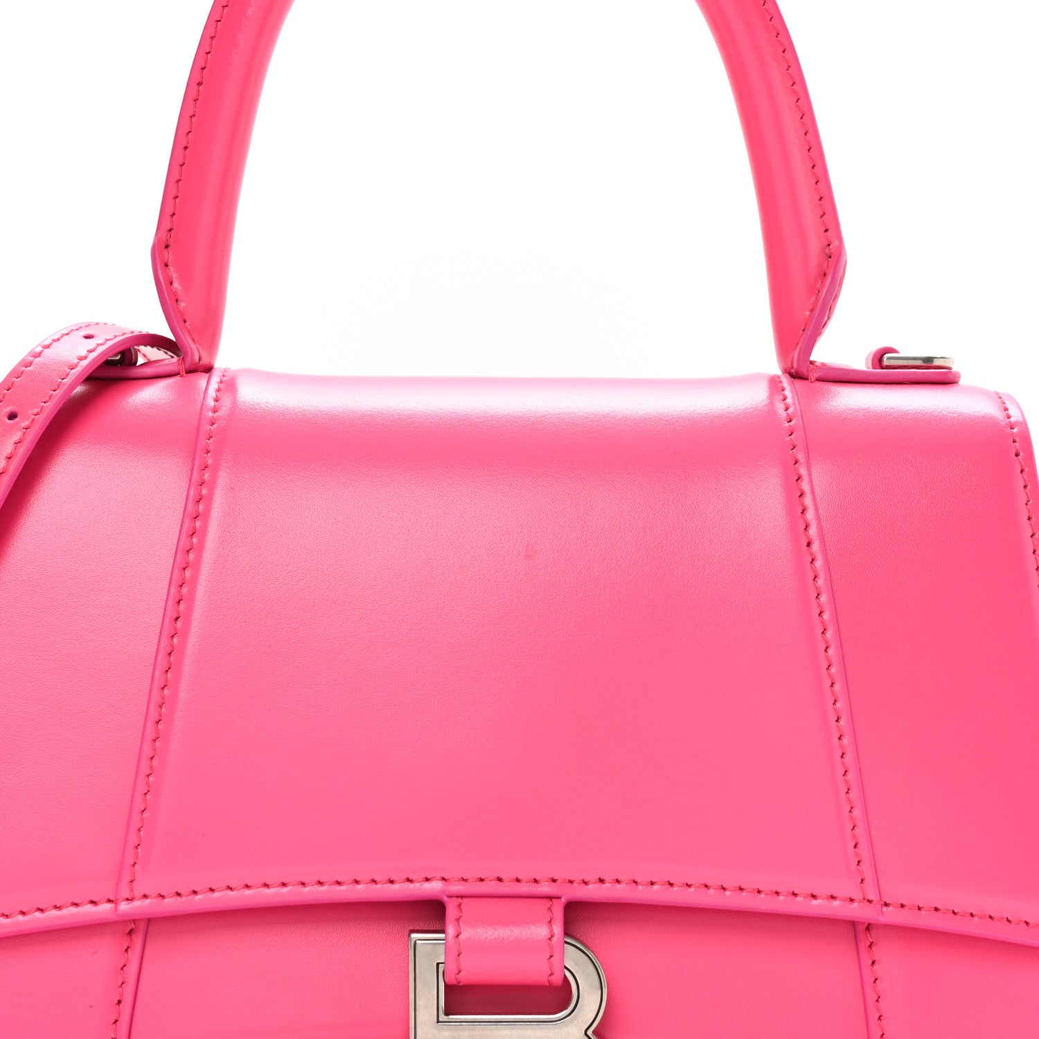 Balenciaga Shiny Box Calfskin Small Hourglass Top Handle Bag Acid Fuchsia 8 of 10