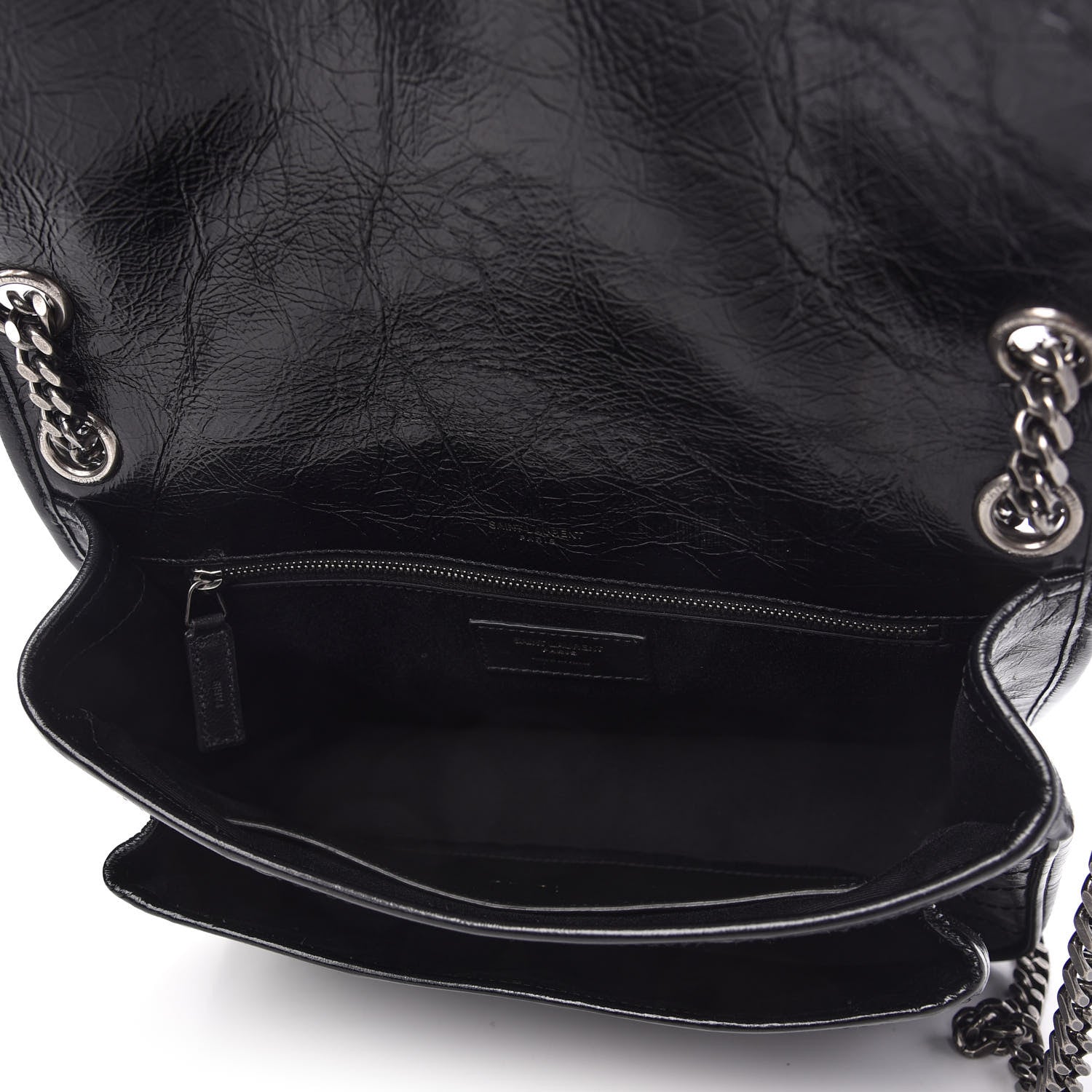 Saint Laurent Crinkled Calfskin Matelasse Monogram Medium Niki Chain Satchel Black 5 of 10