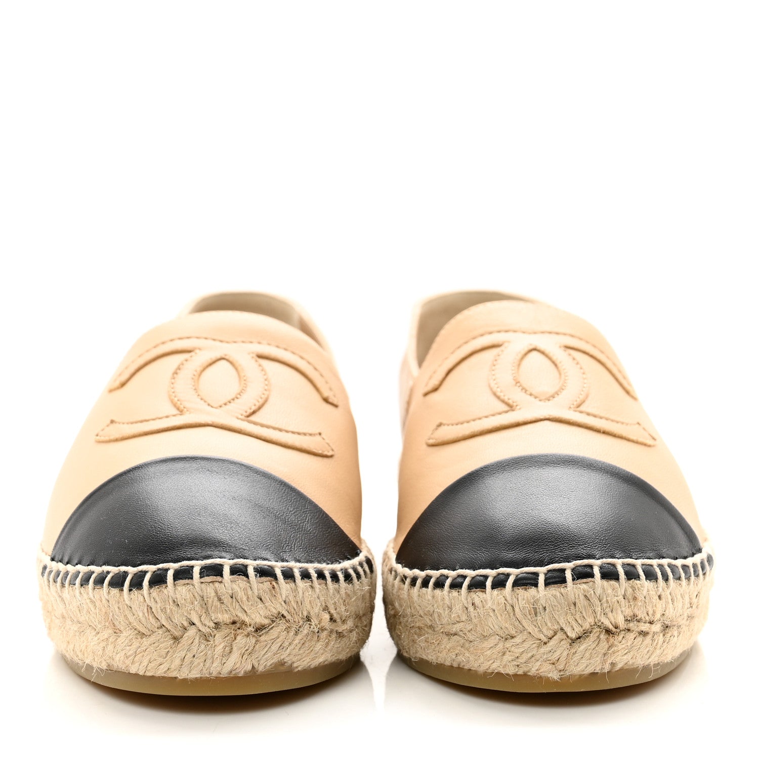 Chanel Lambskin CC Espadrilles 39 Beige Black 2 of 9